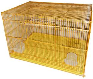 PetJoy Yellow Iron Bird Cage with Feeding Cup, 1 Pole with Secure Lock, 15 Inches Bird, Hamster, Rabbit Cage
