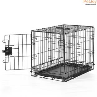PetJoy Pet Single Door Folding Metal Cage with Removable Tray for Dog & Cat, 24 Inch Dog, Cat, Rabbit Cage