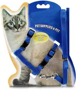 PetCeptual Cat Adjustable Nylon Cat Harness Strap Collar with Leash Set Small Pet 22 cm Dog & Cat Strap Leash