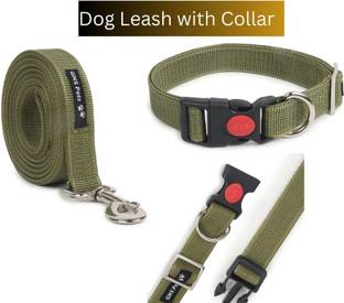 GNS PETS 6 Feet Dog Leash | Double-Stitched Strong Nylon Strap with Brass/SS Hooks 182 cm Dog Strap Leash