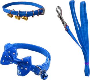 Sip Blue ghungrooo collar leash with butterfly tie for small puppy,cat,rabbit 140 cm Dog & Cat Strap Leash