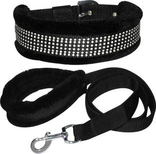 Happy Home's Care Dog Belt Combo Fur Padded Nylon Dog Collar & Leash Set For Small Dogs & Puppy Dog Collar & Leash