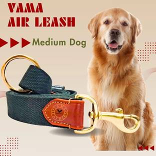 VamaLeathers Strong Leash - Natural Cotton & Leather - Soft & No Sweat in Hand - Patent Applied Dual Handle Functionality - For Medium Size Dog 152.4 cm Dog Strap Leash