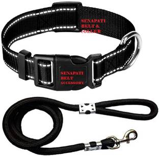 SENAPATI Senapati Reflective Dog Collar (1 Inch) Black ROPE 165 cm Dog Cord Leash