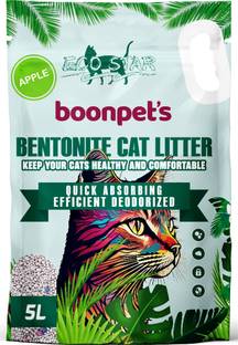 BoonPets Bentonite Cat Litter Apple Flavour – 5L (4kg), 100% Natural Clay,99.9% Dust-Free Pet Litter Tray Refill