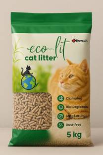BRAVO AND CO Bamboo Cat Litter 5Kg - High Absorption & Eco-Friendly, Odor Control | Dust-Free Pet Litter Tray Refill