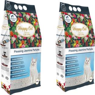 HAPPY CAT Clumping Cat Litter Happy Cat Pleasing Jasmine Perfume Combo - 10 Kg (Pack of 2) Pet Litter Tray Refill