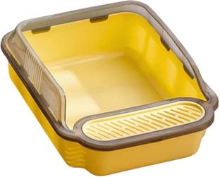 Foodie Puppies Cat Litter Tray with Scooper and Rim for Cats and Kittens - (Candy Yellow) Pet Litter Tray Refill