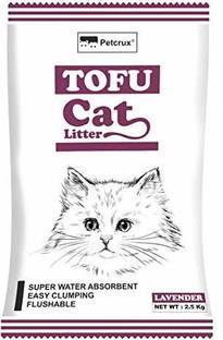 Petcrux Tofu Cat Litter Natural Cat Litter Flushable Cat Litter Clumping Plant Cat Litter Ultra Odor Control Cat Litter Dust Free Low Tracking Cat Litter 6 L - 2.5 Kg Lavender Flavor (Pack of 1) Pet Litter Tray Refill