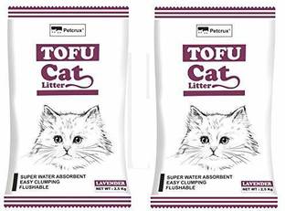 Petcrux Tofu Cat Litter Natural Cat Litter Flushable Cat Litter Clumping Plant Cat Litter Ultra Odor Control Cat Litter Dust Free Low Tracking Cat Litter 6 L - 2.5 g (Lavender - Pack of 2 [Total 5 g]) Pet Litter Tray Refill