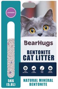 BearHugs Bentonite Cat Litter - Lavender Perfect for Cat (Pack of 1, 5.8 LTR) Pet Litter Tray Refill