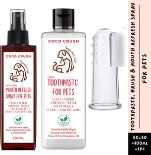 COCO CRUSH Natural Pet Oral Care Combo: Liquid Toothpaste, Brush & Pet Mouth Freshner