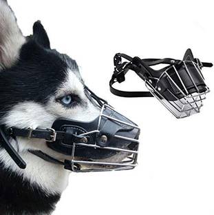 Pet Guard Dogs Metal Muzzle/Mouth Cover for Anti Biting Do Medium Strips Dog Muzzle