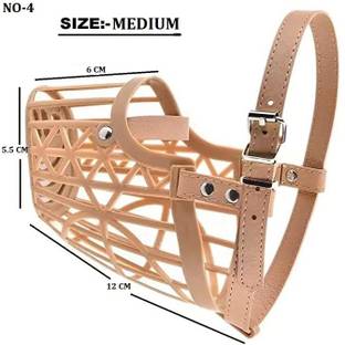 BRAINY PETS ADJUSTABLE,COMFORTABLE & ANTI BITING SOFT PLASTIC DOG MUZZLE SIZE NO.4 (MEDIUM) Medium Strips Dog Muzzle