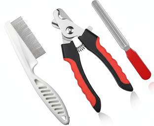 Dog Boss Dog Grooming Combo of Nail Cutter Large with Clipper and Flea Comb Scissor Nail Clipper