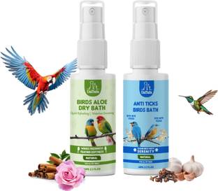 Unitailz Anti Ticks Birds Bath Shampoo -60ml + Birds Aloe Dry Bath Shampoo -60ml, Anti-itching, Allergy Relief, Conditioning, Flea and Tick, Anti-fungal Fresh, Waterless Bird Spray For Quick Clean & Refreshing | All Bird Breed, Bird Shampoo