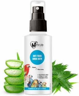 Pet Life Anti Ticks Birds Bath Waterless Spray for Poultry birds, Parrot, Sparrow/Pigeon, Flea and Tick, Itch Relief, Allergy Relief, Anti-fungal, Anti-parasitic, Anti-microbial Fresh, Made Natural Actives |Waterless Tick Shampoo Easy To Use For All Bird Breed Bird Shampoo