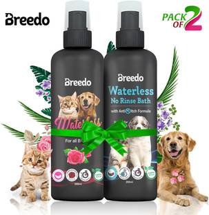 Breedo (Combo of 2) Dry Bath Blue Sea Shampoo Spray Waterless Shampoo Conditioning Allergy Relief, Conditioning, Anti-fungal, Anti-microbial, Anti-itching, Anti-dandruff Rose Conditioning Waterless Shampoo for Dogs & Puppy Dry/Waterless/Spray Dog Shampoo