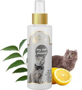 Pet Life Organic Dry Bath Shampoo for Cats - Dry/Waterless/Spray Cats Shampoo | Made with Natural ingredients for A Cleaner, Smoother & Shinier Coat – Safe & Effective Cat Friendly Formula For All Cat Breeds Whitening and Color Enhancing, Conditioning, Anti-itching Lemon, Neem Cat Shampoo