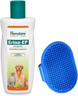 Himalaya Herbals Erina ep shampoo 200 ml with dog bath scrubber Anti-itching, Flea and Tick, Anti-fungal, Anti-parasitic leamon Dog Shampoo