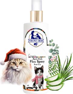 THE PET MOM Organic Cat Anti-Tick Flea Spray For Ticks, Lice, Flea |Soft & Conditioned Coat, Allergy Relief, Anti-itching, Flea and Tick, Anti-fungal Fresh, Tick Free Spray For Cats | Waterless Tick Cat Shampoo For All Cat Breed, Cat Shampoo