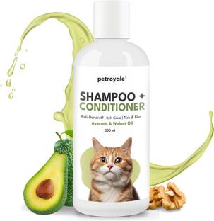 Petroyale Cat Shampoo with Conditioner for Cat, Persian Cat & Normal Cat & Kitten Anti-dandruff, Anti-itching, Anti-microbial, Flea and Tick, Conditioning, Allergy Relief Walnut & Avocado Cat Shampoo