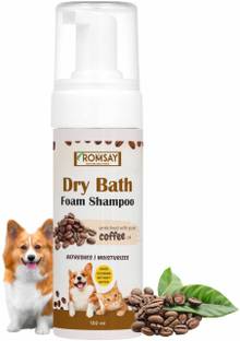 ROMSAY Dry Bath Shampoo for Cat Dog Puppies, Tearless Foam Shampoo With Pure Coffee Oil Allergy Relief, Anti-fungal, Anti-dandruff, Anti-microbial, Hypoallergenic Coffee Dog Shampoo