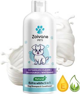 Zoivane Dog Shampoo & Conditioner Extra White 5 in 1 |100% Natural Active Ingredients| Whitening and Color Enhancing, Anti-dandruff, Anti-itching, Flea and Tick With Tea Tree, Aloe Fragrance Dog Shampoo