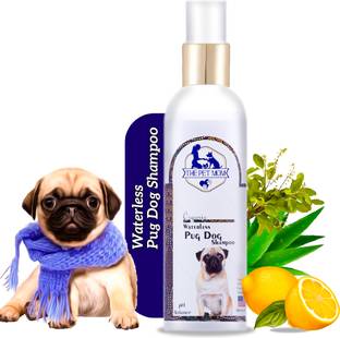 THE PET MOM Organic Waterless Pug Dry Bath Dog Shampoo Spray For Cleanse, Soft & Smooth Coat Conditioning, Anti-fungal Fresh Fragrance, Easy to Use Dog Shampoo For All Dog Breed Dog Shampoo