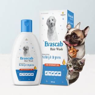 MORVIN Evascab Hair Wash shampoo 200ml Anti-microbial, Anti-fungal, Flea and Tick, Anti-dandruff, Anti-itching, Hypoallergenic Fresh Dog Shampoo
