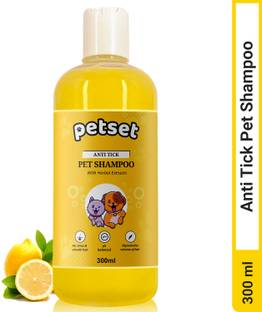 Petset Anti Tick & Flea Shampoo for Dogs & Cats, Shiny Smooth Hair, Hair Rejuvenation, Anti-itching, Anti-fungal, Anti-parasitic, Hypoallergenic Lemon Dog Shampoo