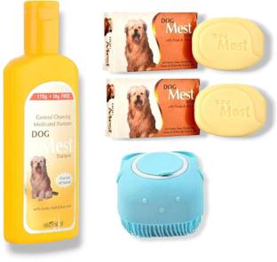 DogMest Flea and Tick, Anti-itching Natural Dog Shampoo and Soap with Soft Bath Brush Anti-dandruff, Anti-fungal, Anti-itching, Flea and Tick, Conditioning aloe vera, neem face Dog Shampoo