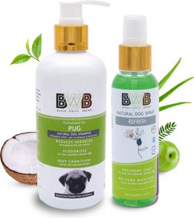 BWB BLACK WHITE BROWN BWB PUG SHAMPOO with Free Deo Spray Allergy Relief, Anti-itching, Flea and Tick, Anti-fungal, Conditioning - Dog Shampoo