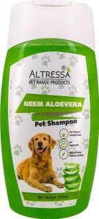 ALTRESSA Neem Aloe Vera Pet Shampoo for Hair Rejuvenation, pH Balanced, Boost Volume for Shiny & Smooth Hair, 300 ml Anti-dandruff, Anti-itching, Conditioning Neem, Aloe Vera Dog Shampoo