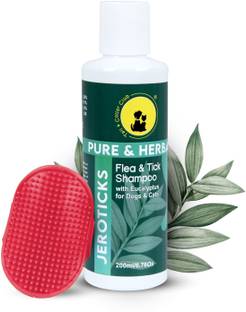 Tail & Collar Club Anti Tick and Flea Shampoo 200ml + Bathing and Grooming Hand Brush Flea and Tick, Allergy Relief, Anti-itching Eucalyptus Dog Shampoo
