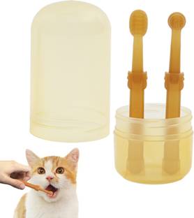 Zibuyu 2Pcs Dog Toothbrush with Tongue Scraper Silicone Pet Toothbrush with Storage Box Pet Toothbrush