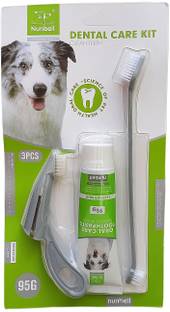 W9 Pet Products Oral Dental Kit-3 in 1 Finger Brush Long Brush and Mint Toothpaste For Dog Pet Toothpaste