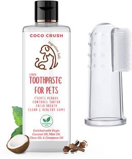 COCO CRUSH Natural Pet Toothpaste with Coconut Oil & Finger Brush | Mixed Berries Flavor Pet Toothpaste