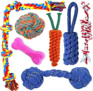 decorvaiz Toys for Puppies & Small Dogs Toys | Rope Ball Toy | Color May Vary | Cotton, Rubber Ball, Bone, Chew Toy, Rubber Toy, Chew Toy, Training Aid, Tug Toy For Dog
