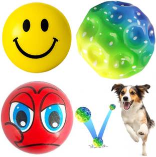 PETZLUV YOUHAVEDEAL 3 In 1 Dog Toy Balls Combo Foam Face Emoji, Smiley & Super Bouncing Sponge Ball, Chew Toy, Fetch Toy, Training Aid For Dog