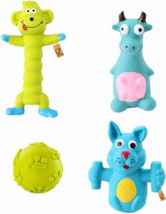 Foodie Puppies Latex Squeaky 4-in-1 Combo Toy for Small to Medium Dogs, Non-Toxic, Play Toy Rubber Squeaky Toy, Chew Toy For Dog