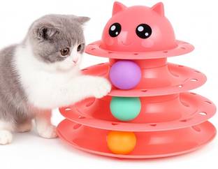 FinyPetz Cat Tower Toy | 3-Tier Rolling Ball Track for Cats & Kittens (Color Vary) Plastic Ball For Dog & Cat