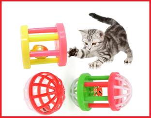 THE DDS STORE 3Pc Cat Crazy Ball Interactive Toys Kitten Plastic Bell Ball Interactive Cat Toy Plastic Ball, Training Aid For Cat