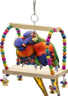 PETZOO Wooden Swing Resting Toy Perch for Bird Cage Resting Toy For Parrots Wooden Chew Toy, Training Aid, Perch For Bird