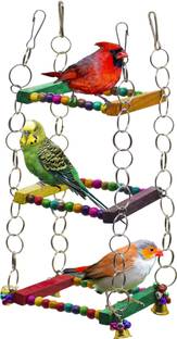 GREENBIRDS TOYS 3-Storey Wooden Perch For Birds Toy Parrots, Budgies, Cockatiel, Love Birds Wooden Chew Toy, Training Aid, Perch For Bird