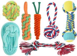 decorvaiz Toys for Puppies & Small Dogs Toys | Rope Ball Toy | Color May Vary | Cotton, Rubber Chew Toy, Training Aid, Ball, Tough Toy, Tug Toy For Dog