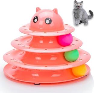 PetFur Cat Toy 3 Level Towers of Circle Roller with Moving Balls Play for Cat Plastic, Rubber Fetch Toy For Cat