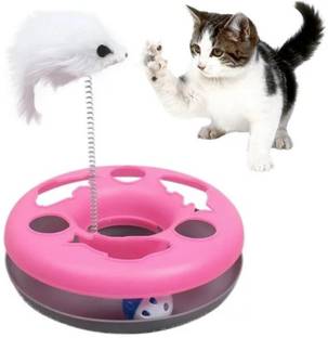 Pet Guard Cat Toy Mouse Ball Sturdy Base with a Plush Mouse and Rolling Ball Pet Carousel Plastic Training Aid For Cat