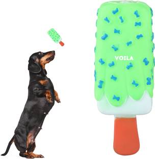 VOILA Ice Cream Shaped Pet Toy | Durable & Non-Toxic Chewable Rubber Squeaky Toy For Dog