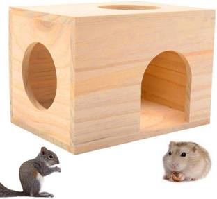 Western Era Wooden HideHouse Hut Hammock Sleeping Cabin Cage Accessory for Hamsters, Birds Wooden Training Aid, Stick, Tough Toy For Hamster